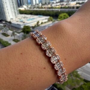 Rose Gold Cubic Zirconia Tennis Bracelet - Women Jewelry